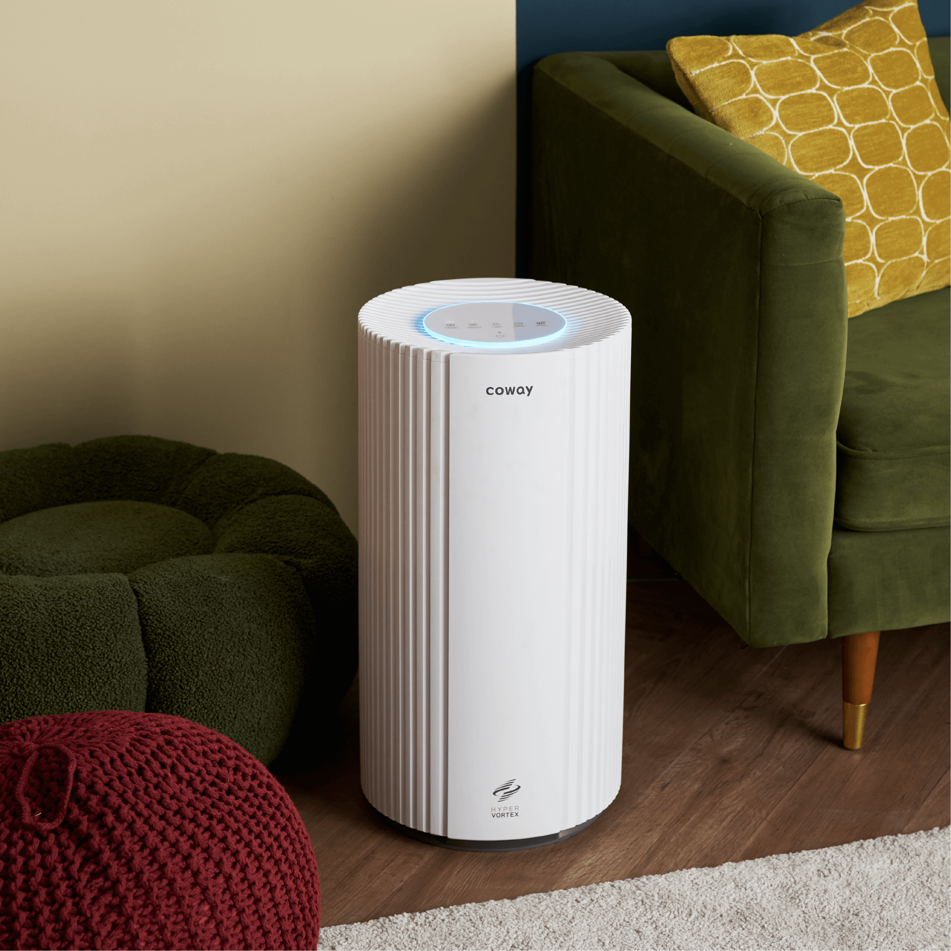 Storm 2 air purifier with copper HEPA filter on the floor - Coway Malaysia